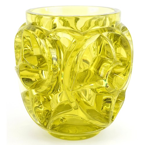 1 - Lalique, a green tourbillons glass vase, etched Lalique France 415/999 to the base, 21cm high