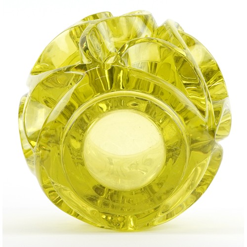 1 - Lalique, a green tourbillons glass vase, etched Lalique France 415/999 to the base, 21cm high