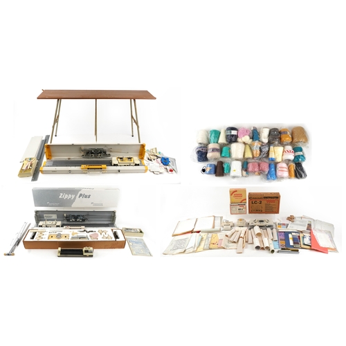 Two vintage Knitmaster knitting machines comprising Zippy-Plus and ...