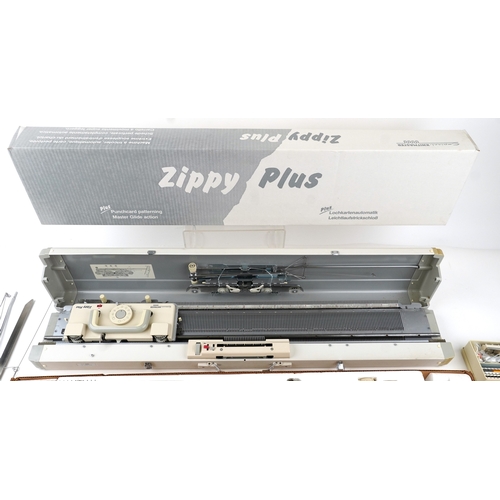 Two vintage Knitmaster knitting machines comprising Zippy-Plus and ...