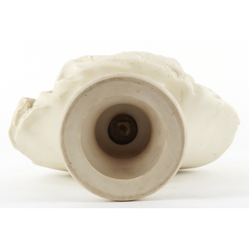 23 - A Victorian Copeland Parian Ware porcelain bust of young Queen Victoria by William Theed, 33.5cm hig... 