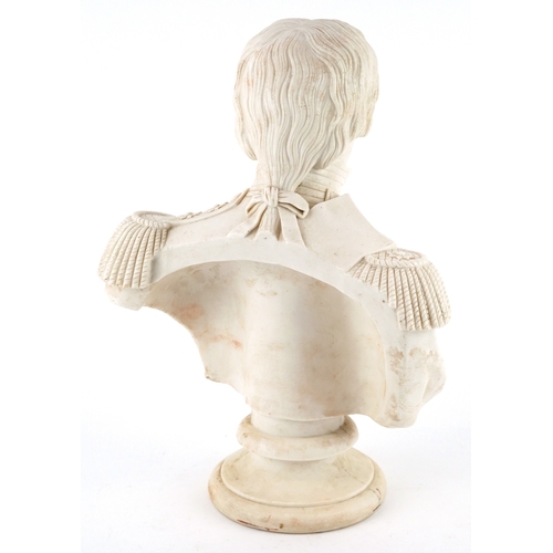 24 - A Victorian Parian style bust of Admiral Horatio Nelson, 31cm high.
