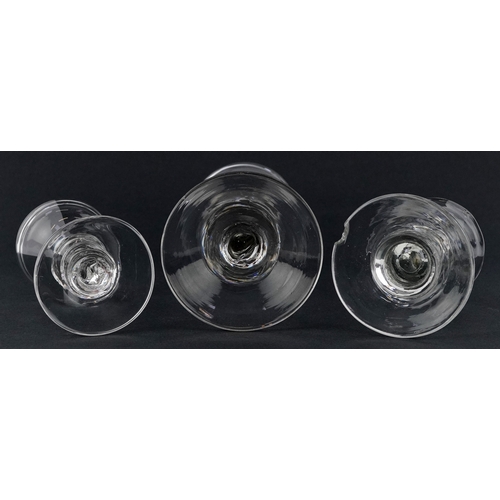 95 - Three 18th/19th century wine glasses, the largest 17cm high.