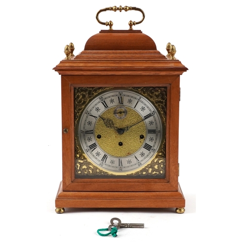51 - A Kieninger walnut cased Westminster chiming bracket mantle clock having gilt dial and silvered chap... 