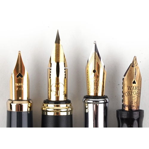 Antique and later fountain pens and ballpoint pens including a green ...