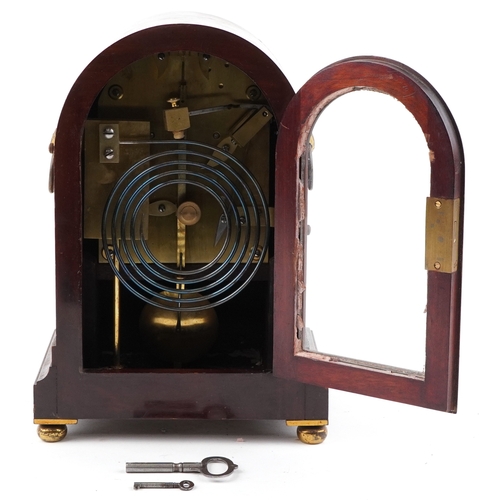 48 - A 19th century rosewood dome top mantle clock, the enamelled dial inscribed John Bennett 65 Cheapsid... 