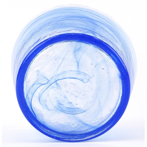 10 - Ulrica Hydman-Vallien for Kosta Boda, a blue swirl glass bowl with impressed marks to the base, 18cm... 