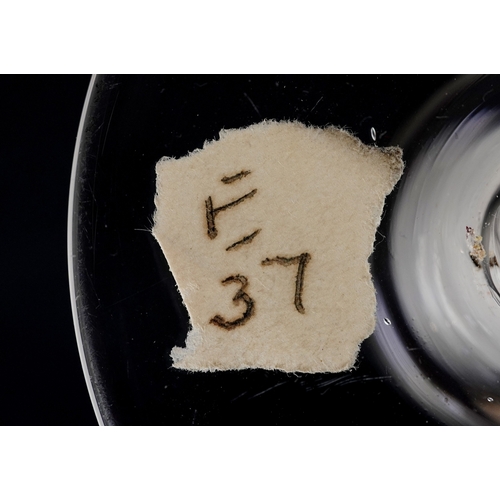 94 - Two 19th century wine glasses, one inscribed 'Success to the British Navy', having an air twist stem... 