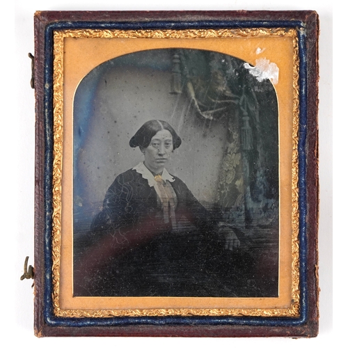 46 - Antique and later sundry items including a Victorian daguerreotype, papier mâché snuff boxes with ab... 