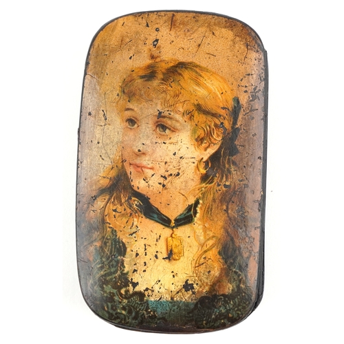 46 - Antique and later sundry items including a Victorian daguerreotype, papier mâché snuff boxes with ab... 
