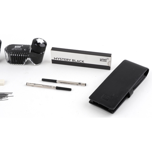 109 - Montblanc, a Montblanc Meisterstuck silver cased fountain pen with an 18K white gold nib together wi... 