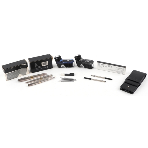 109 - Montblanc, a Montblanc Meisterstuck silver cased fountain pen with an 18K white gold nib together wi... 