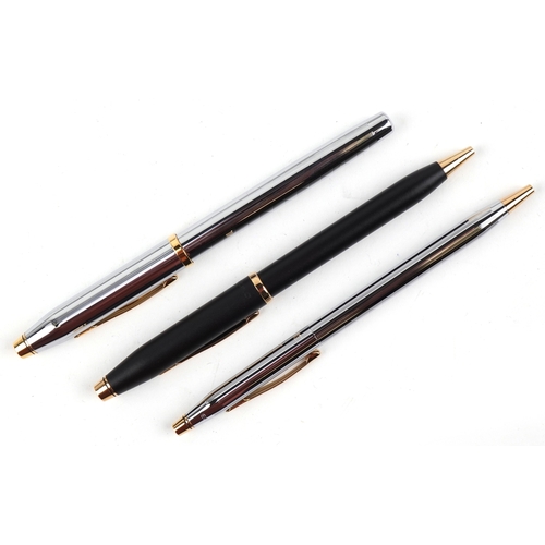 117 - Three as new Cross fountain pens and ballpoint pens with boxes.