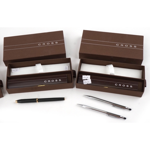 119 - Six as new Cross fountain pens and ballpoint pens in four boxes.
