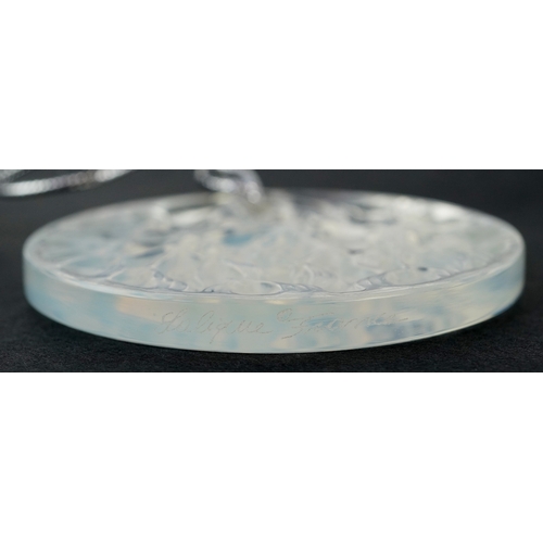 5 - Lalique France, three crystal Christmas tree decorations comprising two reindeer and opalescent mist... 