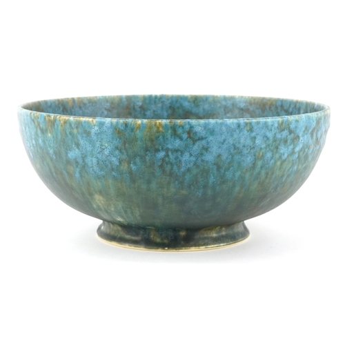 13 - Ruskin, an Arts & Crafts pottery fruit bowl having a green and blue mottled glaze, impressed marks t... 