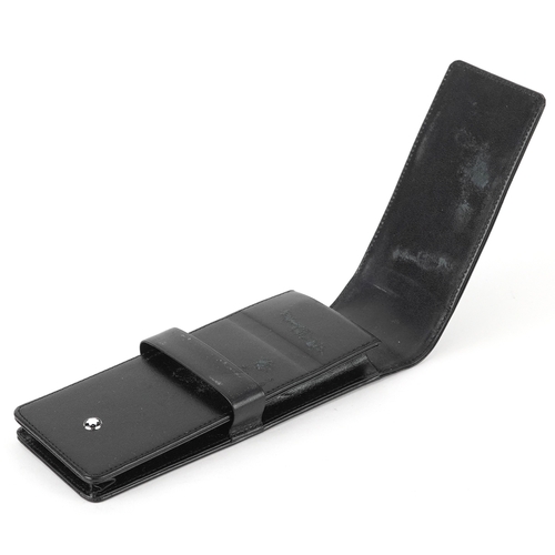 111 - Montblanc, a three section leather pen case and a bottle of Montblanc black ink with box, the case 1... 