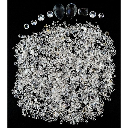 A collection of loose stones including diamond shards, the largest 2 ...