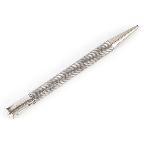 113 - William Manton, a shipping interest silver engine turned propelling pencil, inscribed Glen Line, Bir... 