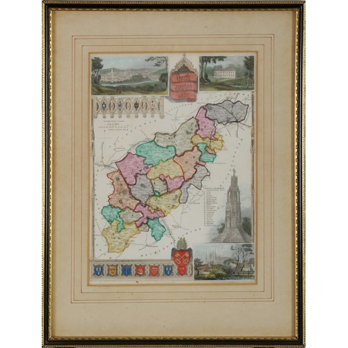 Seven hand coloured map engravings including Dorsetshire, Devonshire ...