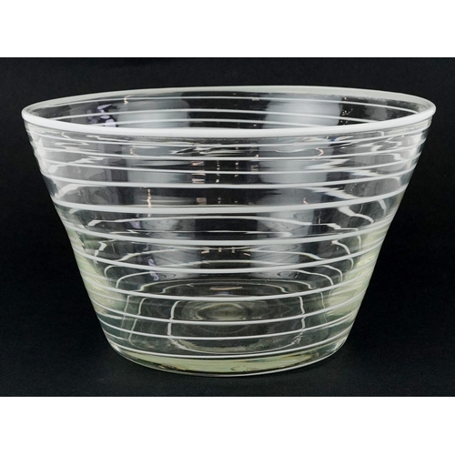 11 - A white swirl art glass vase, 20.5cm in diameter.