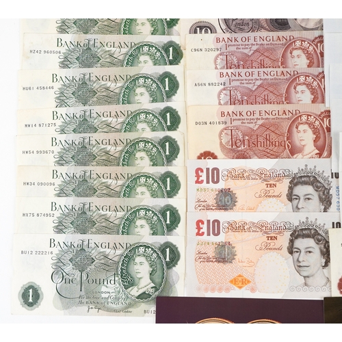 Vintage British banknotes including 1960s ten shilling notes, Chief ...