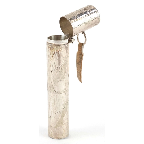 115 - Silver objects comprising an engine turned ballpoint pen, two silver cased propelling pencils, a sil... 