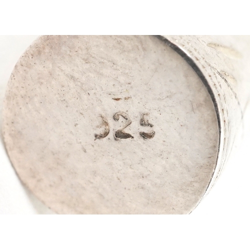 115 - Silver objects comprising an engine turned ballpoint pen, two silver cased propelling pencils, a sil... 