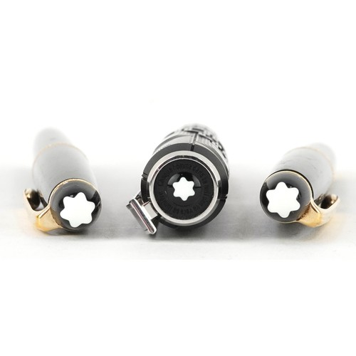 110 - Montblanc, two ballpoint pens and a fountain pen.