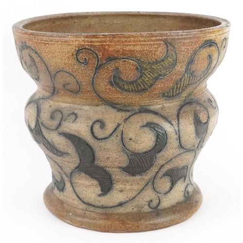 3 - Robert Wallace Martin for Martin Brothers, 19th century stoneware jardinière incised and hand painte... 