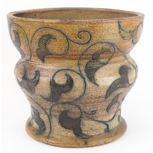3 - Robert Wallace Martin for Martin Brothers, 19th century stoneware jardinière incised and hand painte... 