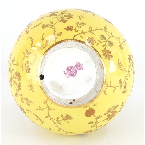  Mintons Victorian aesthetic porcelain bottleneck vase with gilded floral decoration, 16cm high.