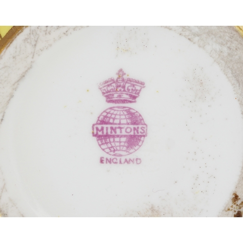  Mintons Victorian aesthetic porcelain bottleneck vase with gilded floral decoration, 16cm high.