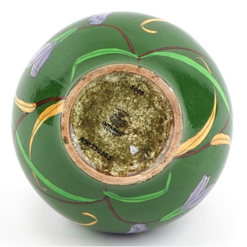  Frederick Rhead for Foley Pottery, Art Nouveau Intarsio pattern vase with hand painted floral decora... 