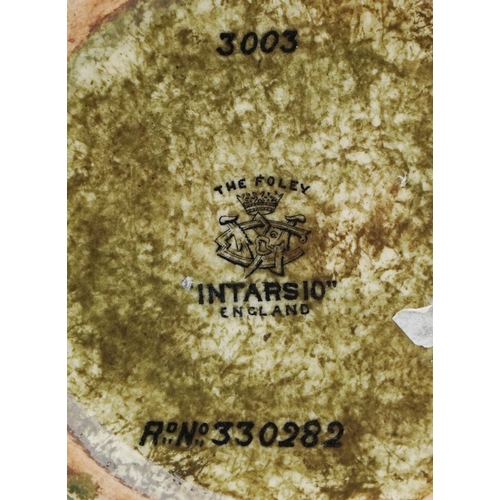  Frederick Rhead for Foley Pottery, Art Nouveau Intarsio pattern vase with hand painted floral decora... 