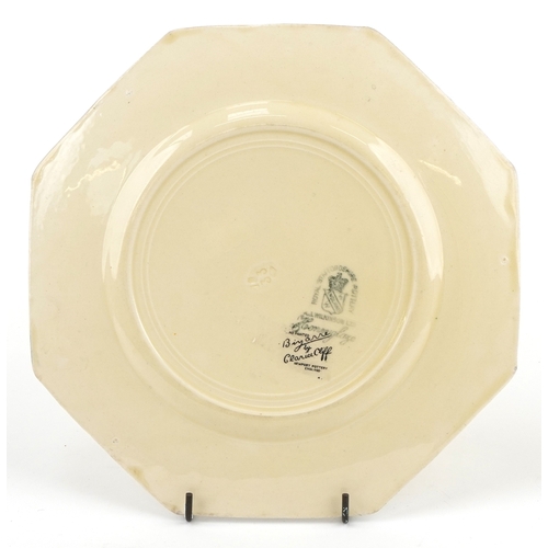  Clarice Cliff for Royal Staffordshire, an Art Deco Bizarre range octagonal plate hand painted in the... 