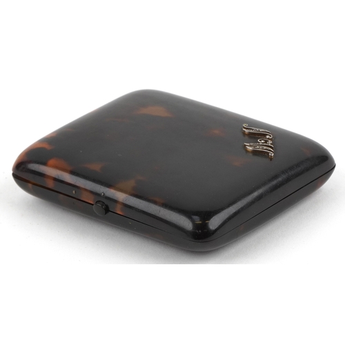 36 - Antique faux tortoiseshell and diamond cigarette case, 9cm x 7cm.