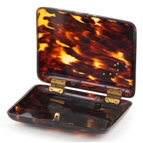 36 - Antique faux tortoiseshell and diamond cigarette case, 9cm x 7cm.