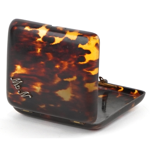 36 - Antique faux tortoiseshell and diamond cigarette case, 9cm x 7cm.