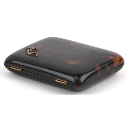 36 - Antique faux tortoiseshell and diamond cigarette case, 9cm x 7cm.
