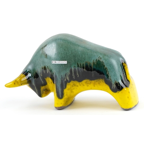  Otto Keramik West German pottery bull, 23cm wide.