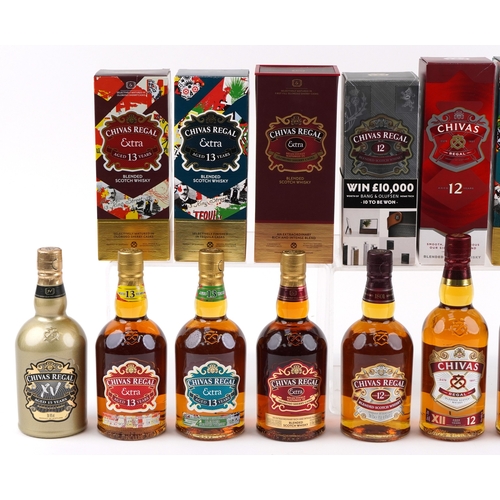 Collection of Chivas Regal blended Scotch whisky including 12 Year, 13 ...