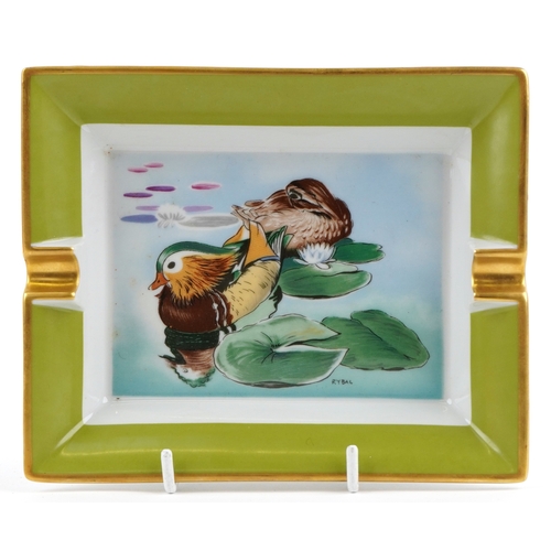  Hermès, porcelain ashtray printed with ducks, 15cm x 19cm, boxed.