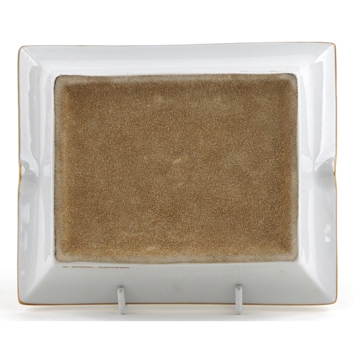  Hermès, porcelain ashtray printed with ducks, 15cm x 19cm, boxed.