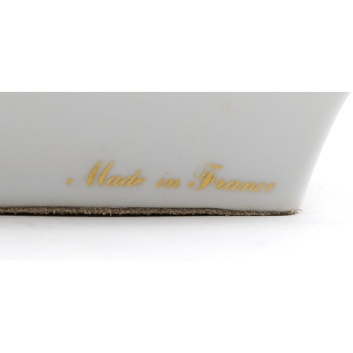  Hermès, porcelain ashtray printed with ducks, 15cm x 19cm, boxed.