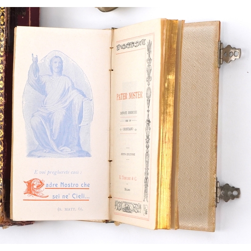  Antique Italian mother of pearl and abalone communion set comprising a Missal/prayer book titled Pat... 