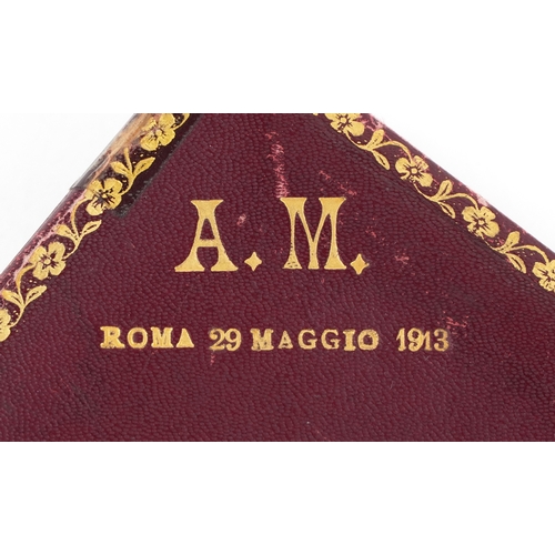  Antique Italian mother of pearl and abalone communion set comprising a Missal/prayer book titled Pat... 