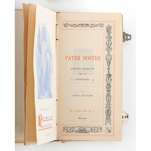  Antique Italian mother of pearl and abalone communion set comprising a Missal/prayer book titled Pat... 