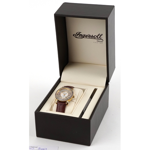  Ingersoll Gems, ladies gold plated and stainless steel gem set quartz wristwatch with box and certif... 