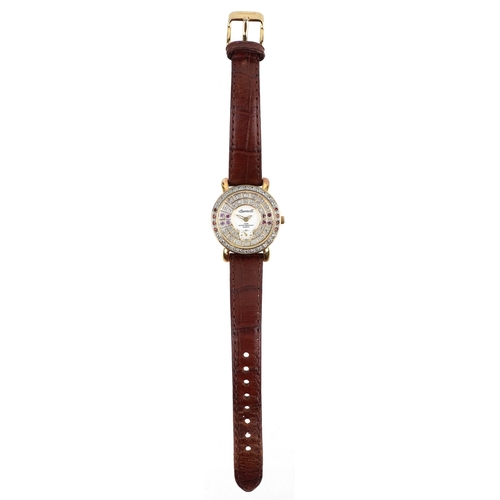  Ingersoll Gems, ladies gold plated and stainless steel gem set quartz wristwatch with box and certif... 